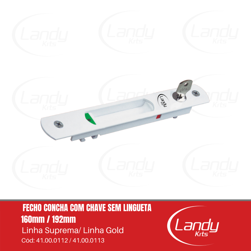 FECHO CONCHA C/ CHAVE S/ LINGUETA - 160mm - LS/LG